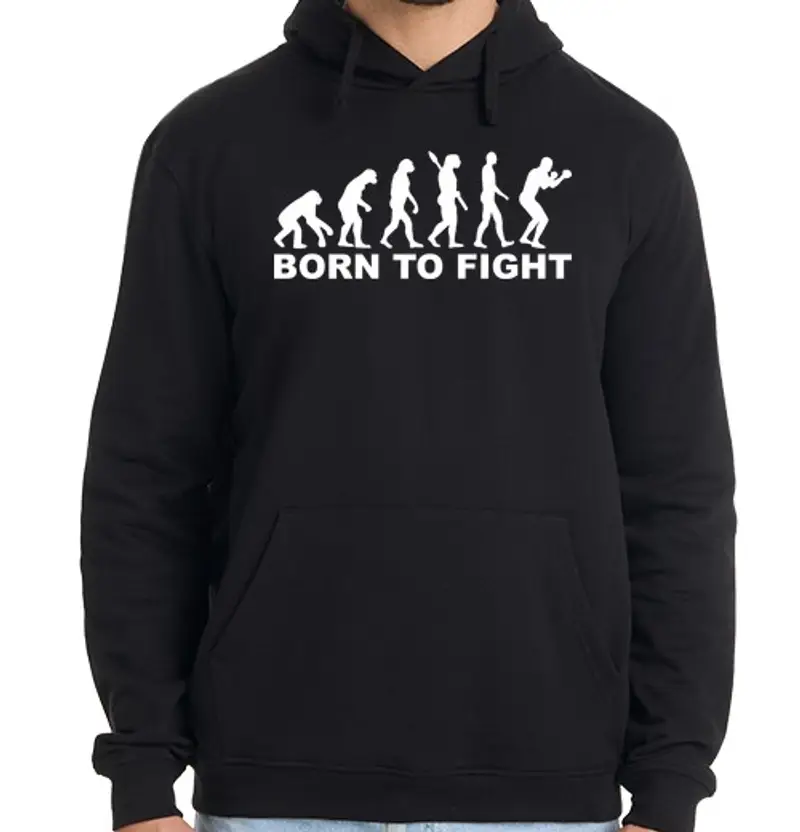 Felpa uomo con cappuccio evoluzione del pugilato