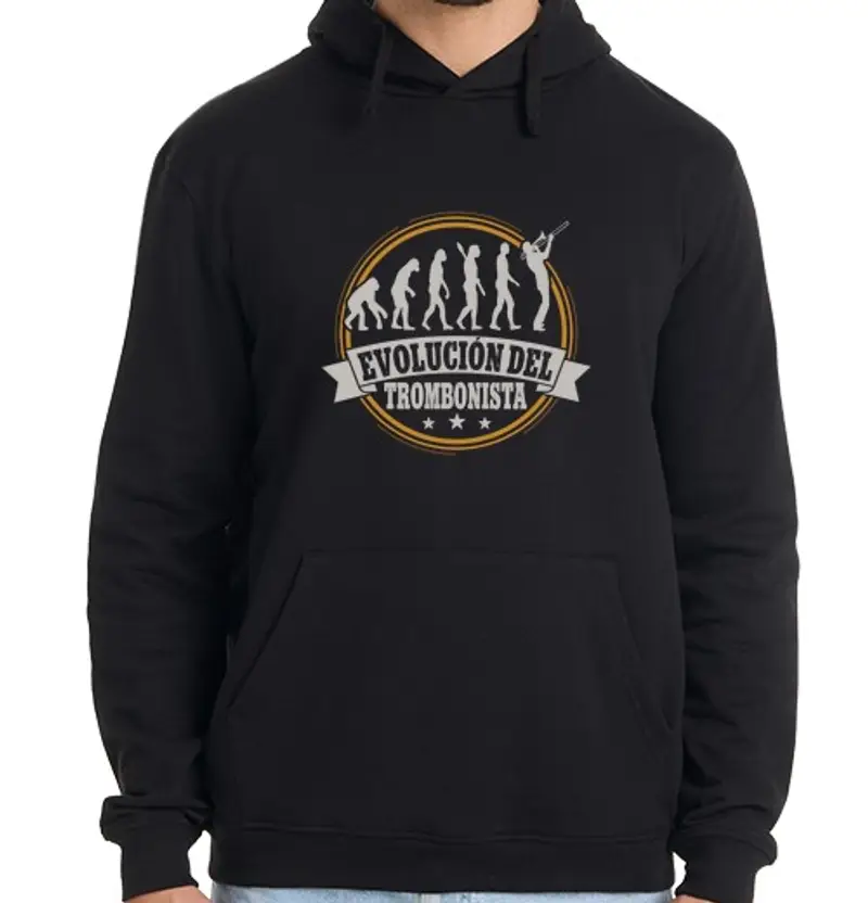 Felpa uomo con cappuccio evoluzione del trombonista trombone