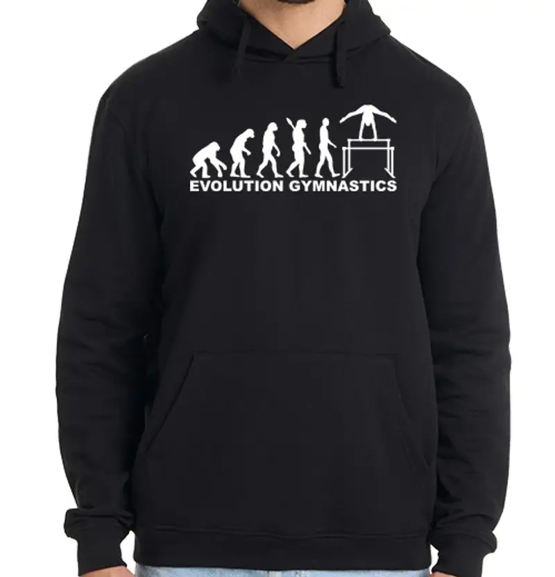 Felpa uomo con cappuccio evoluzione della ginnastica