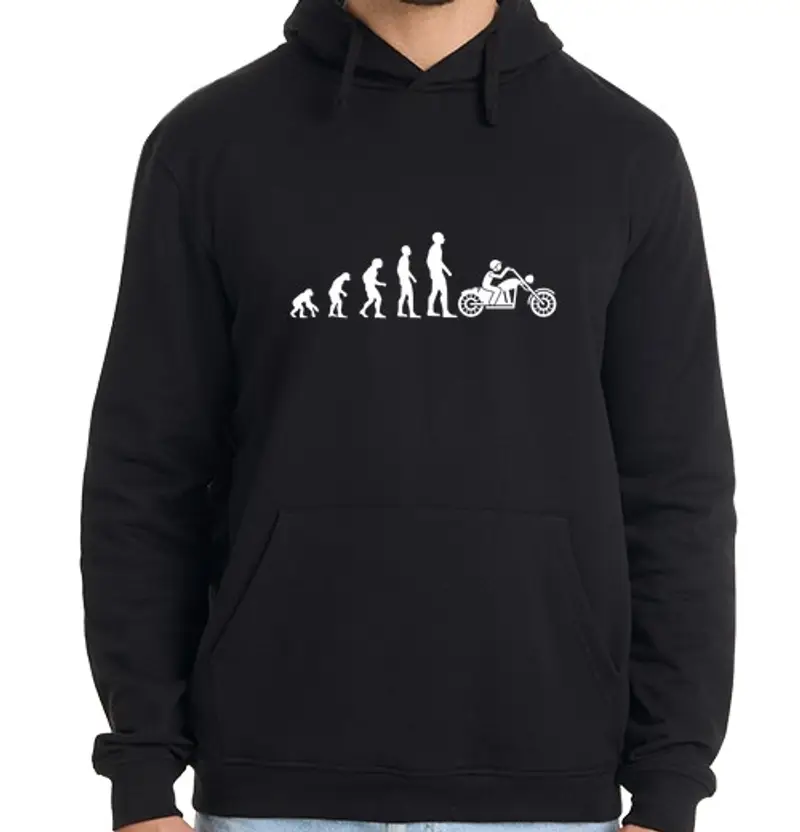 Felpa uomo con cappuccio evoluzione moto umorismo motociclista u