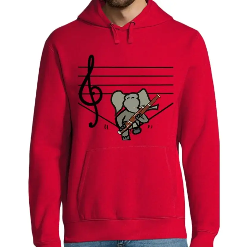 Felpa uomo con cappuccio fagotto di elefanti