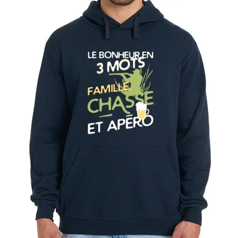 Felpa uomo con cappuccio famiglia - caccia - bibita