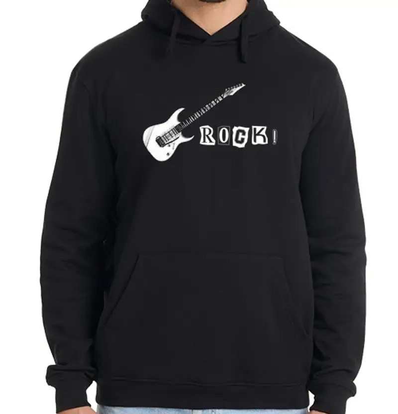 Felpa uomo con cappuccio felpa con chitarra rock