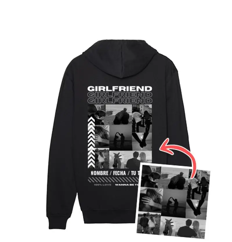 Felpa uomo con cappuccio felpa con foto personalizzata della fidanzata, regali personalizzati per valentino