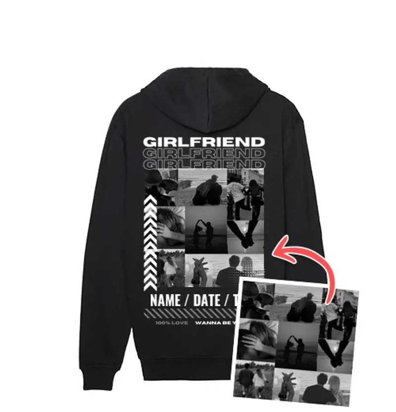 Felpa uomo con cappuccio felpa fidanzata con foto personalizzabile regali san valentino personalizzati