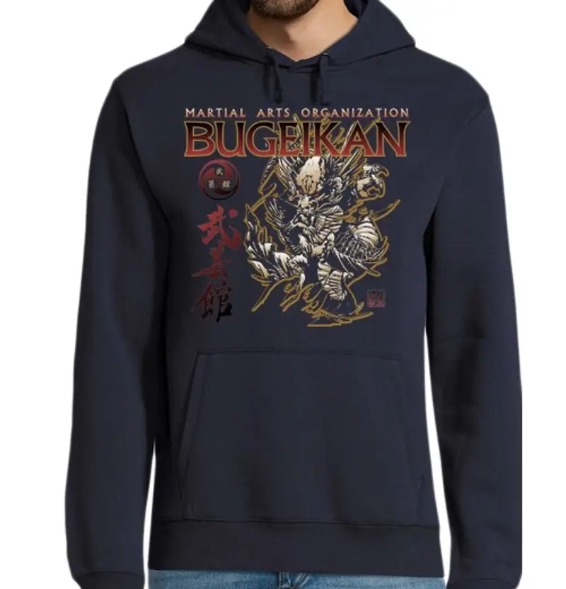 Felpa uomo con cappuccio felpa nera con drago bugeikan ufficiale