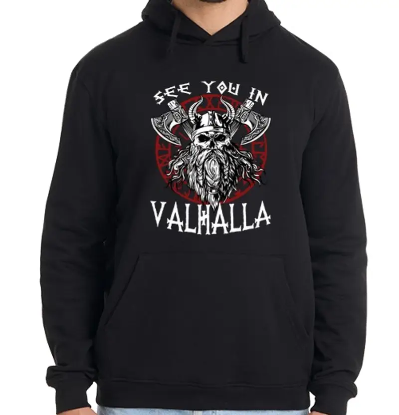 Felpa uomo con cappuccio figo guerriero vichingo uomo del nord r