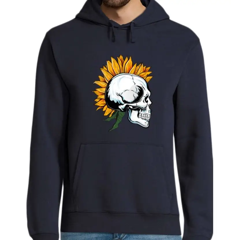 Felpa uomo con cappuccio fiore punk