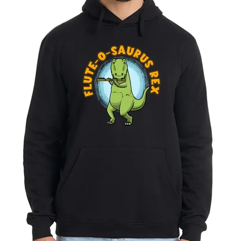 Felpa uomo con cappuccio flauto o saurus rex flauto traverso