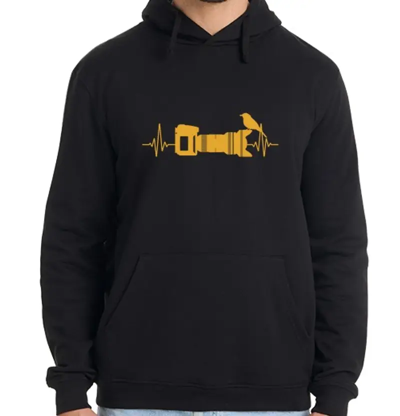 Felpa uomo con cappuccio fotocamera per il birdwatching fotograf