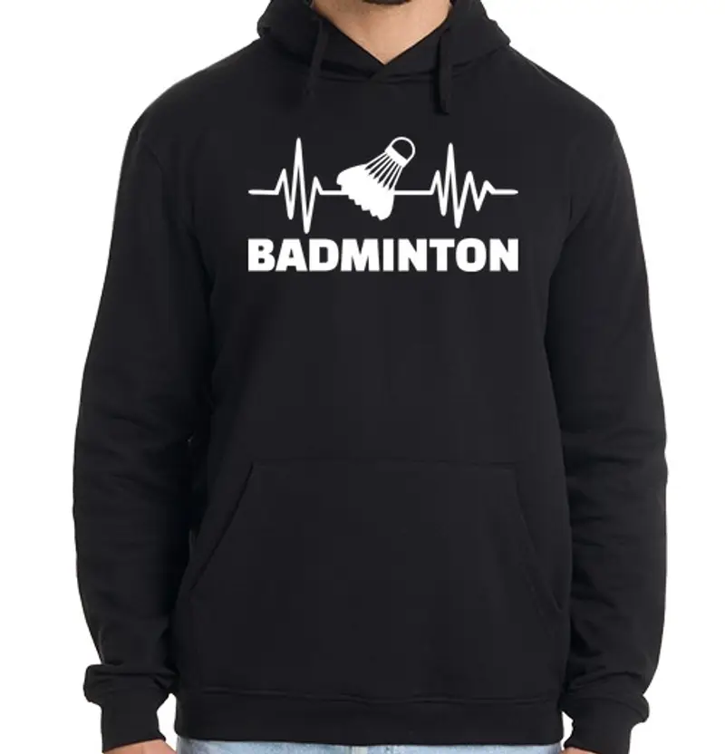 Felpa uomo con cappuccio frequenza del badminton