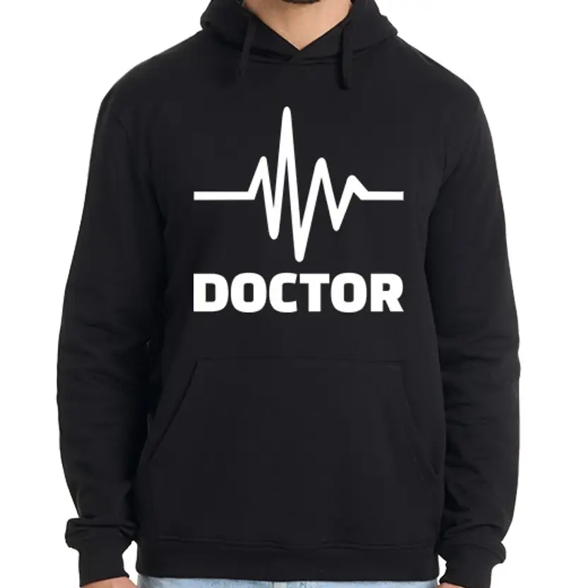 Felpa uomo con cappuccio frequenza del medico