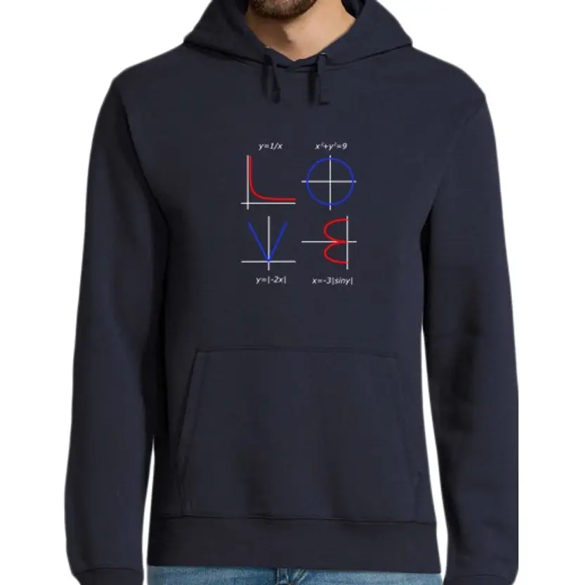Felpa uomo con cappuccio Funny Math Love
