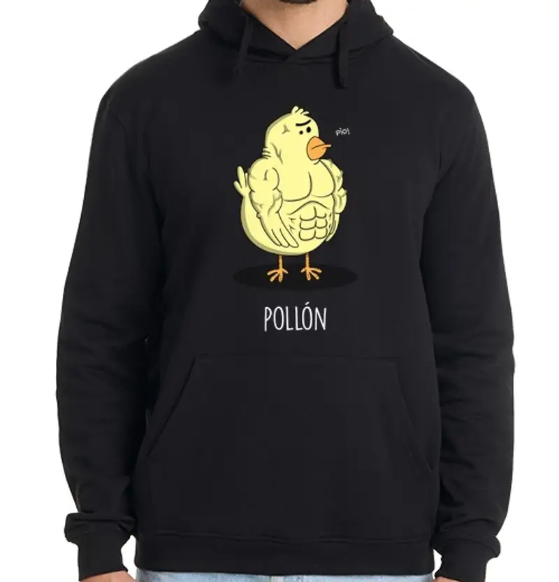 Felpa uomo con cappuccio gallo nero