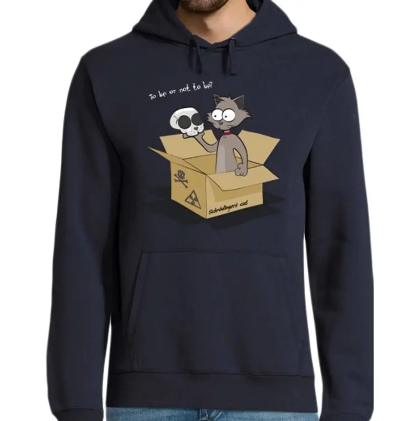 Felpa uomo con cappuccio gatto di schrödinger