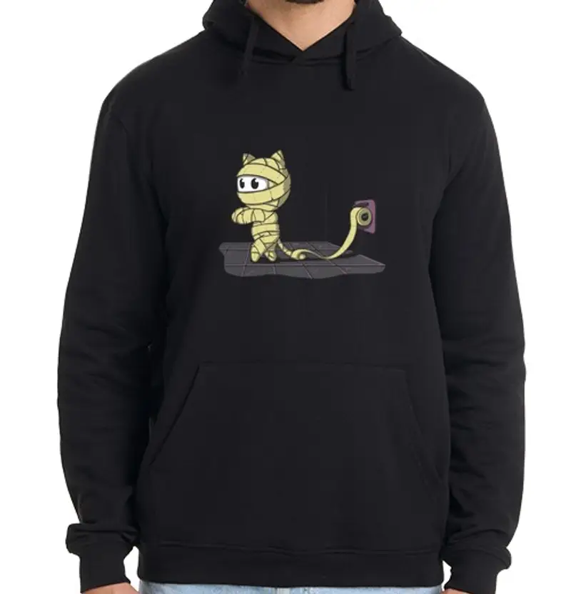 Felpa uomo con cappuccio gatto mummia