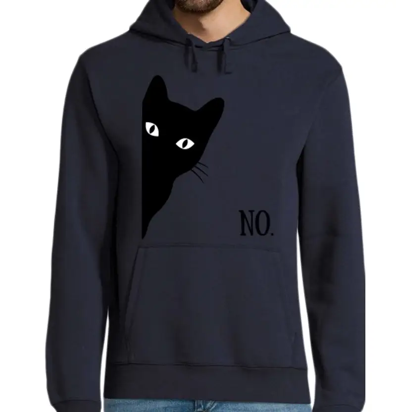 Felpa uomo con cappuccio gatto nero sarcastico