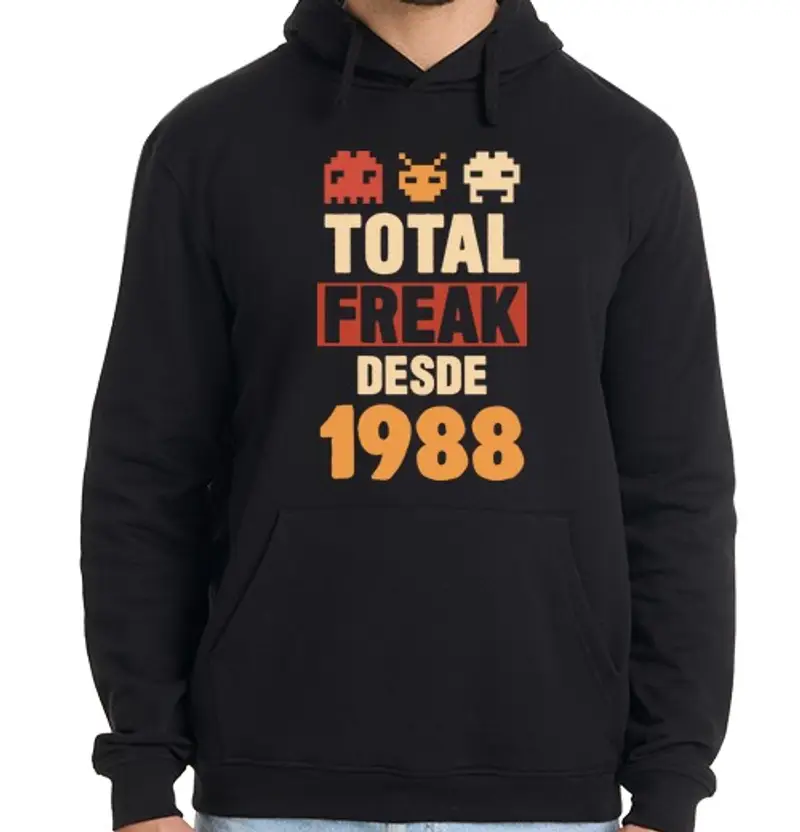 Felpa uomo con cappuccio geek totale dal 1988