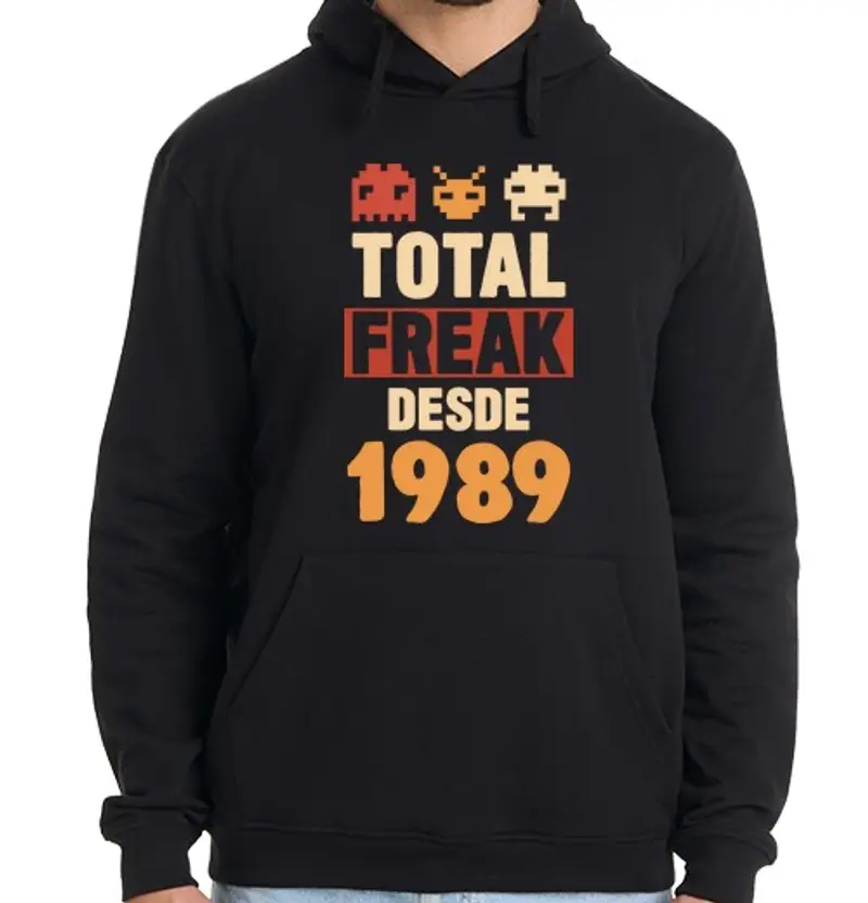 Felpa uomo con cappuccio geek totale dal 1989