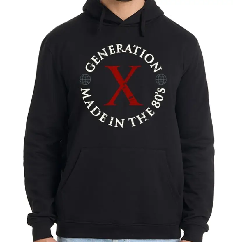 Felpa uomo con cappuccio gene rat ion x mad e negli anni 3980