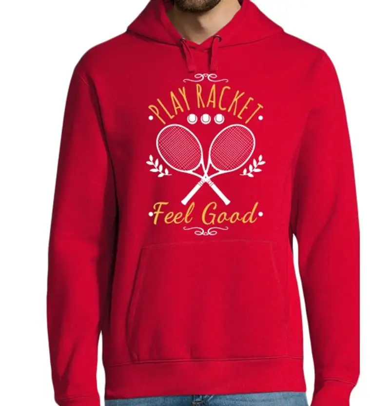 Felpa uomo con cappuccio giocare a racchetta feel good