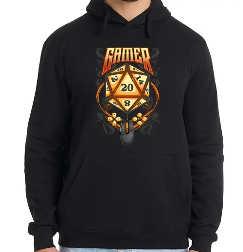 Felpa uomo con cappuccio giocatore dado d20 giochi giochi di ruolo giocatore rpg draghi and dragons