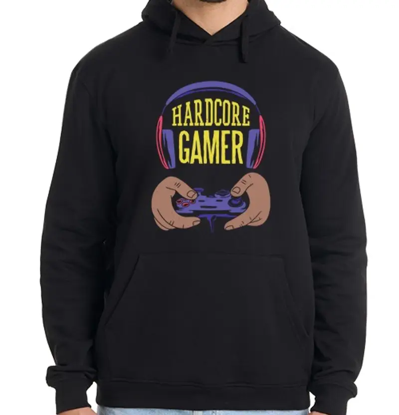 Felpa uomo con cappuccio giocatore hardcore
