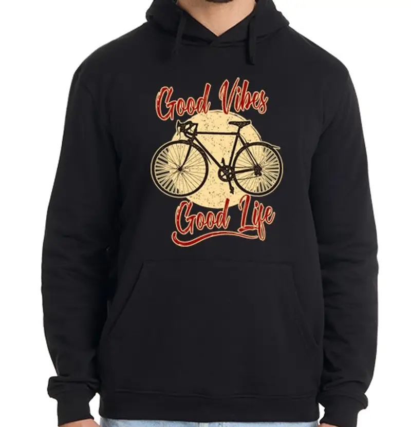 Felpa uomo con cappuccio good vibrazioni good vita