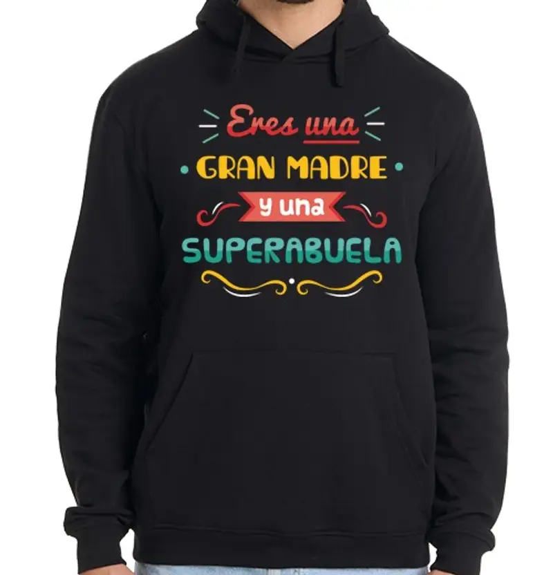 Felpa uomo con cappuccio grande mamma e super nonna v2