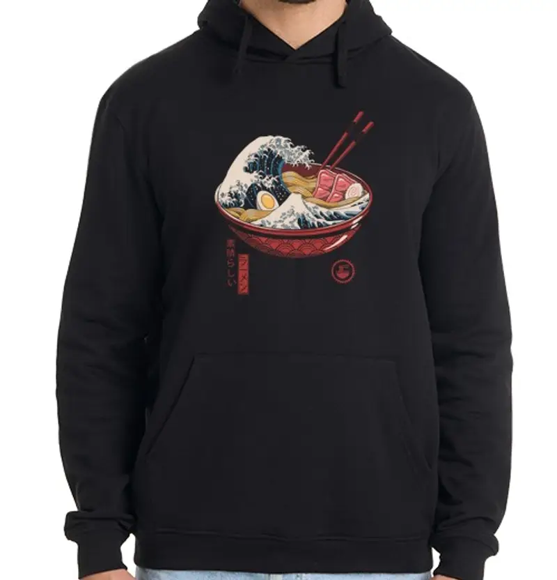 Felpa uomo con cappuccio grande onda di ramen