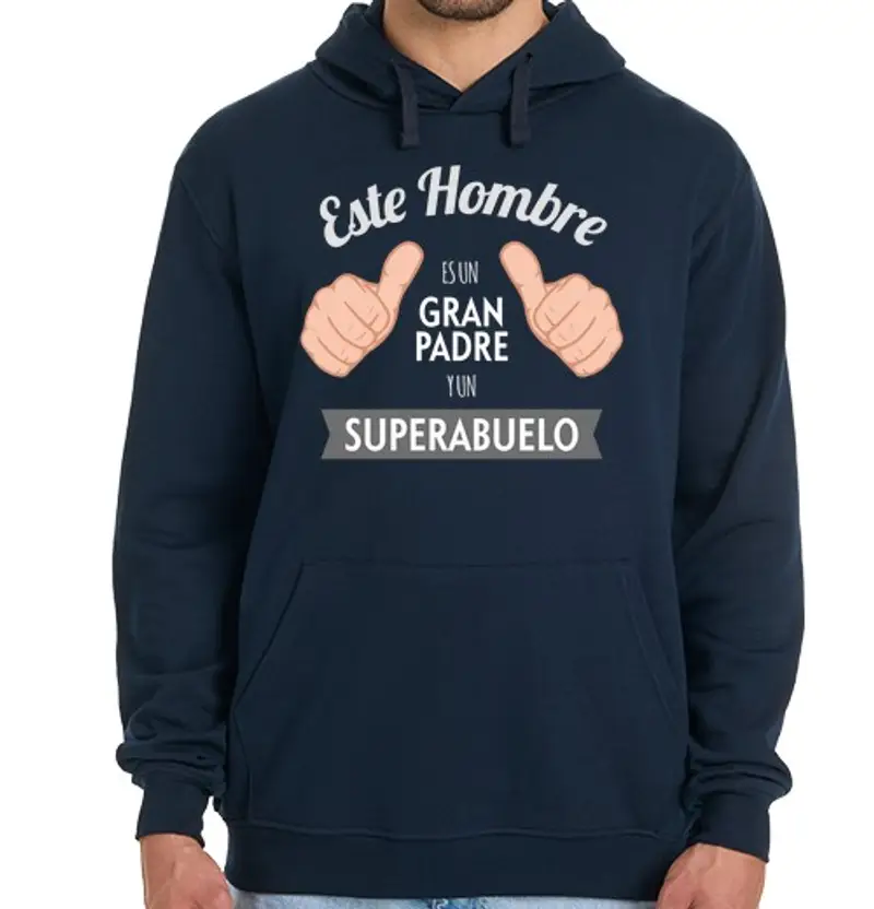 Felpa uomo con cappuccio grande padre e superabuelo (sfondo scuro)