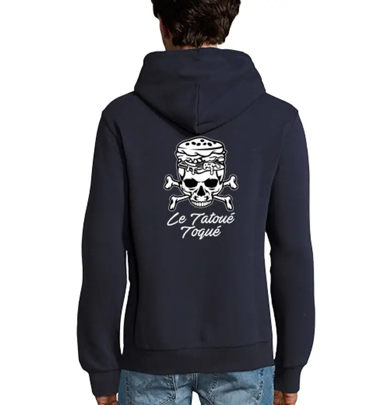 Felpa uomo con cappuccio hamburger incrinato