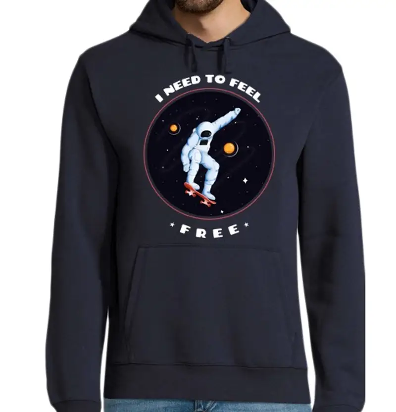 Felpa uomo con cappuccio ho bisogno di feel libero