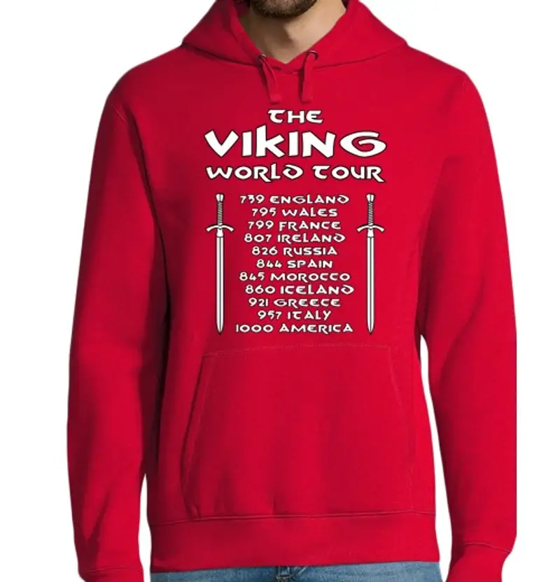 Felpa uomo con cappuccio hoodie viking world tour