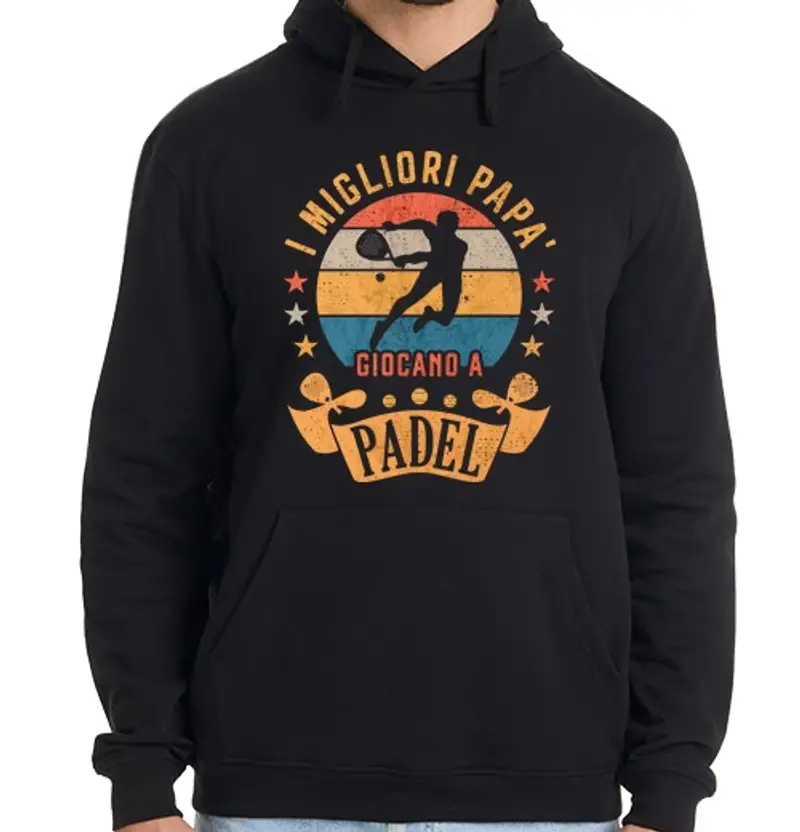 Felpa uomo con cappuccio I migliori papà giocano a Padel Tennis