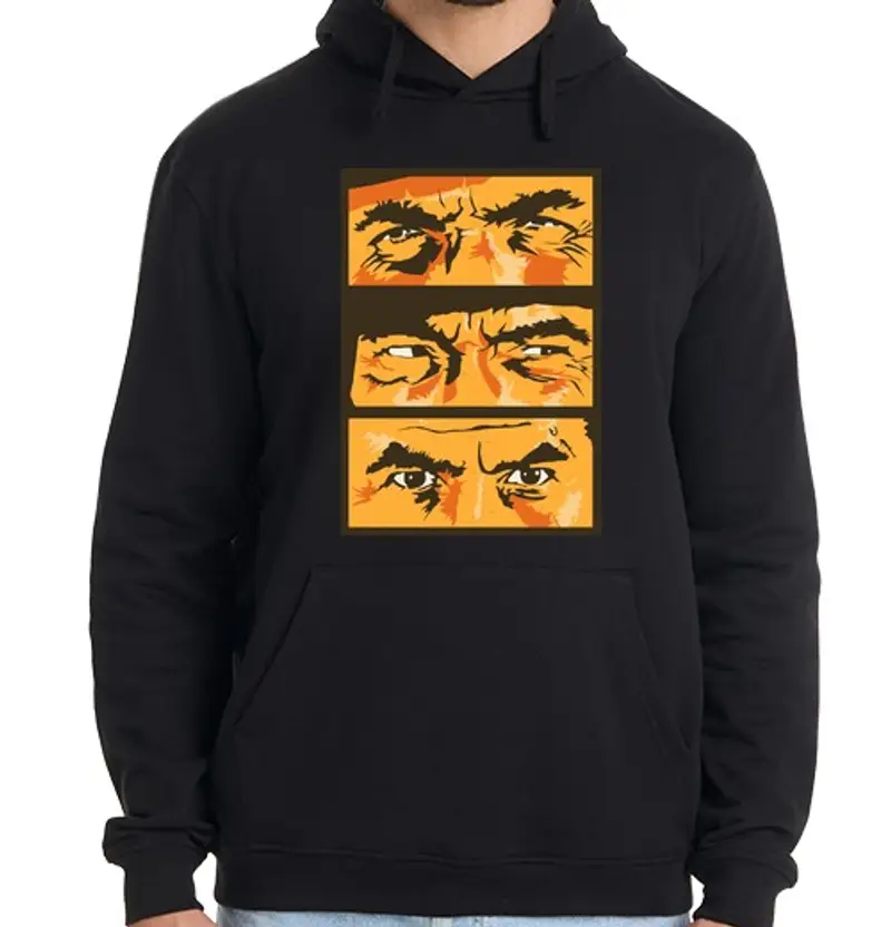 Felpa uomo con cappuccio il buono, il brutto e il cattivo ...