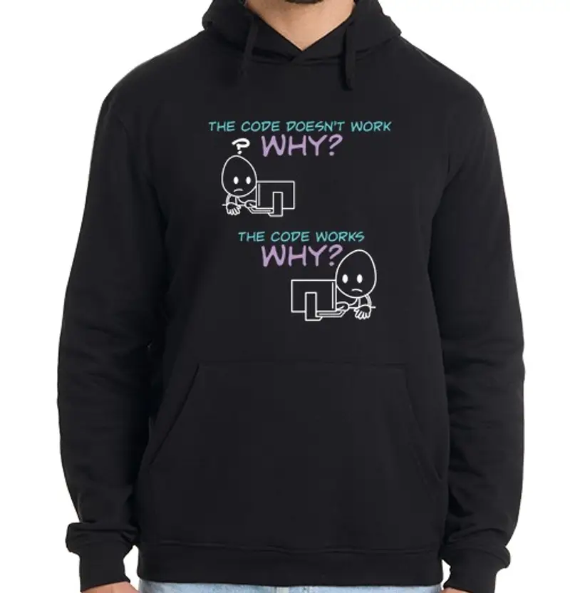 Felpa uomo con cappuccio il codice del programmatore funziona pe