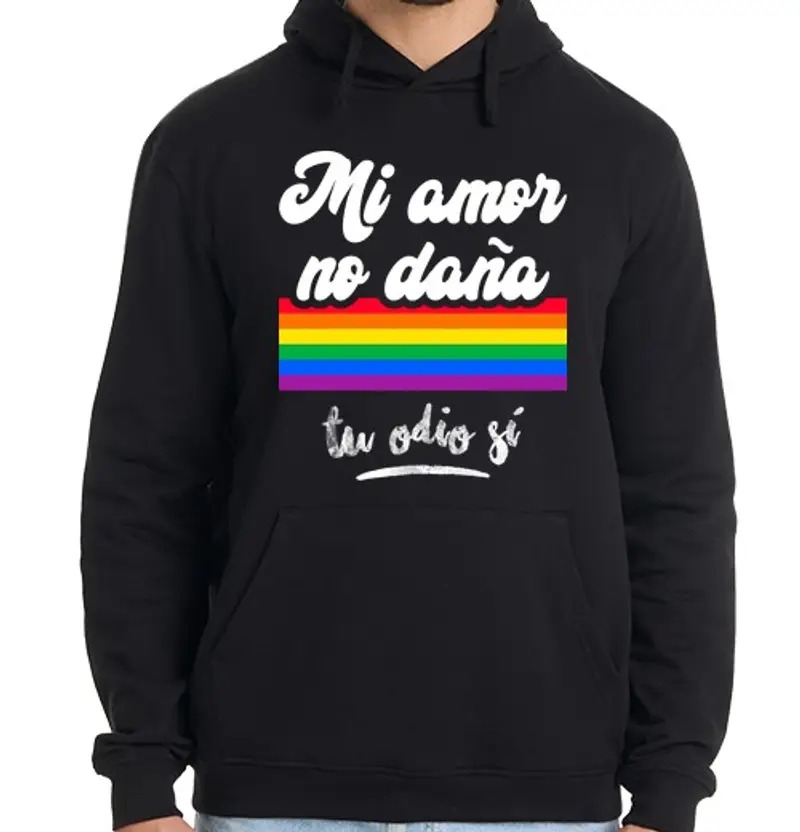 Felpa uomo con cappuccio il mio amoree non fa male il tuo odio s