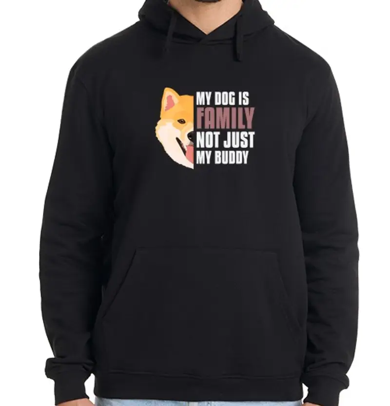Felpa uomo con cappuccio il mio shiba inu è una famiglia