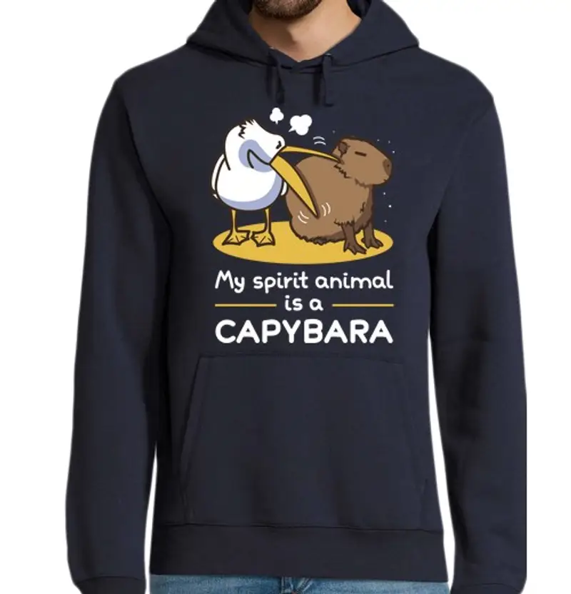 Felpa uomo con cappuccio il mio spirit è un cap ybara 2