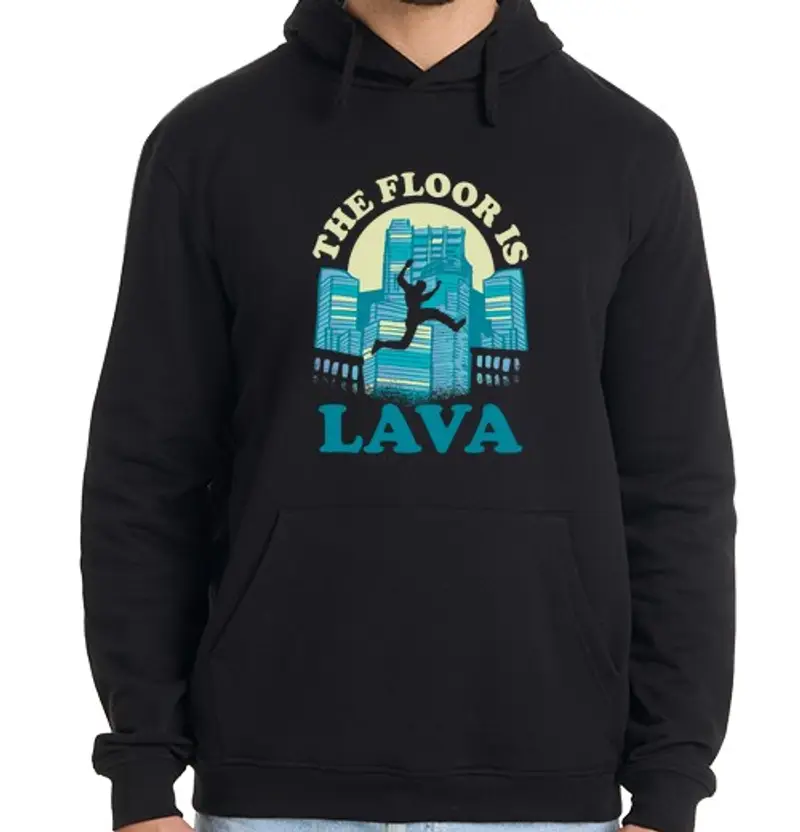 Felpa uomo con cappuccio il pavimento è di lava parkour jump e