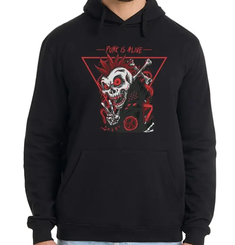 Felpa uomo con cappuccio il punk è un live