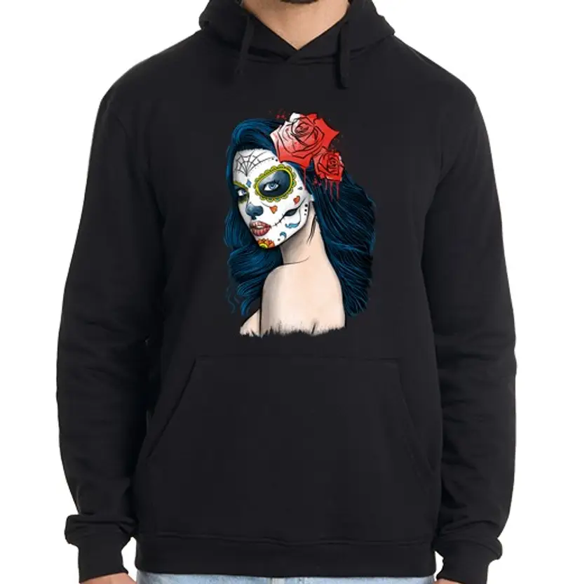 Felpa uomo con cappuccio il teschio catrina