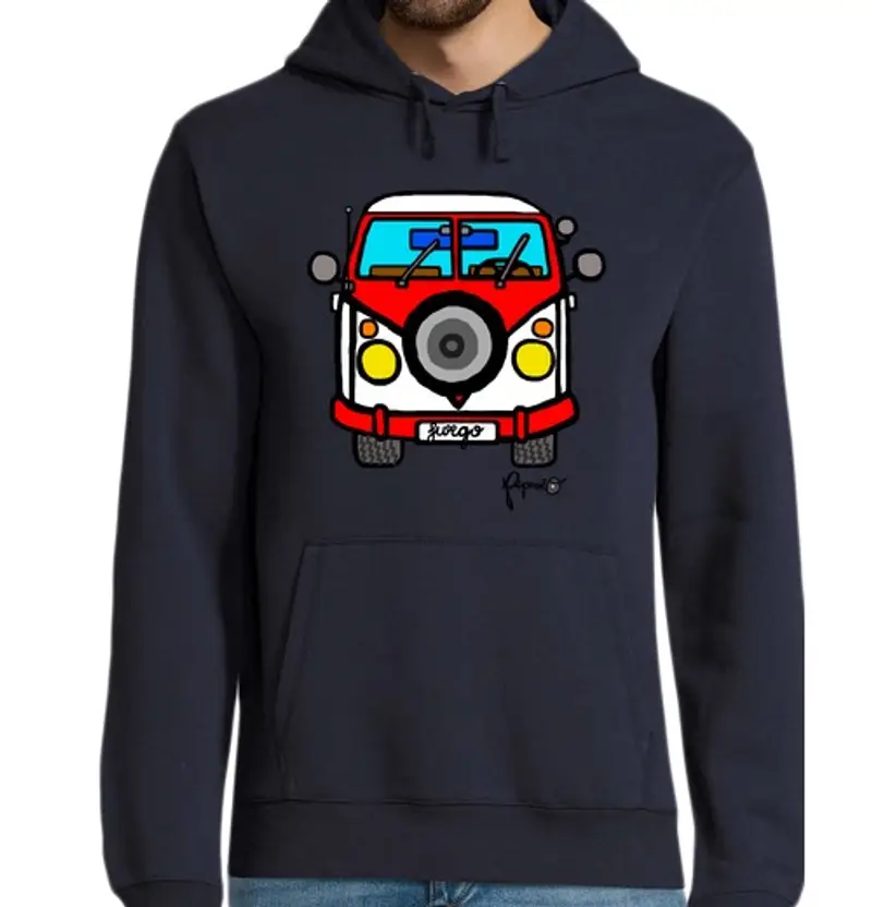 Felpa uomo con cappuccio il van ruota di scorta