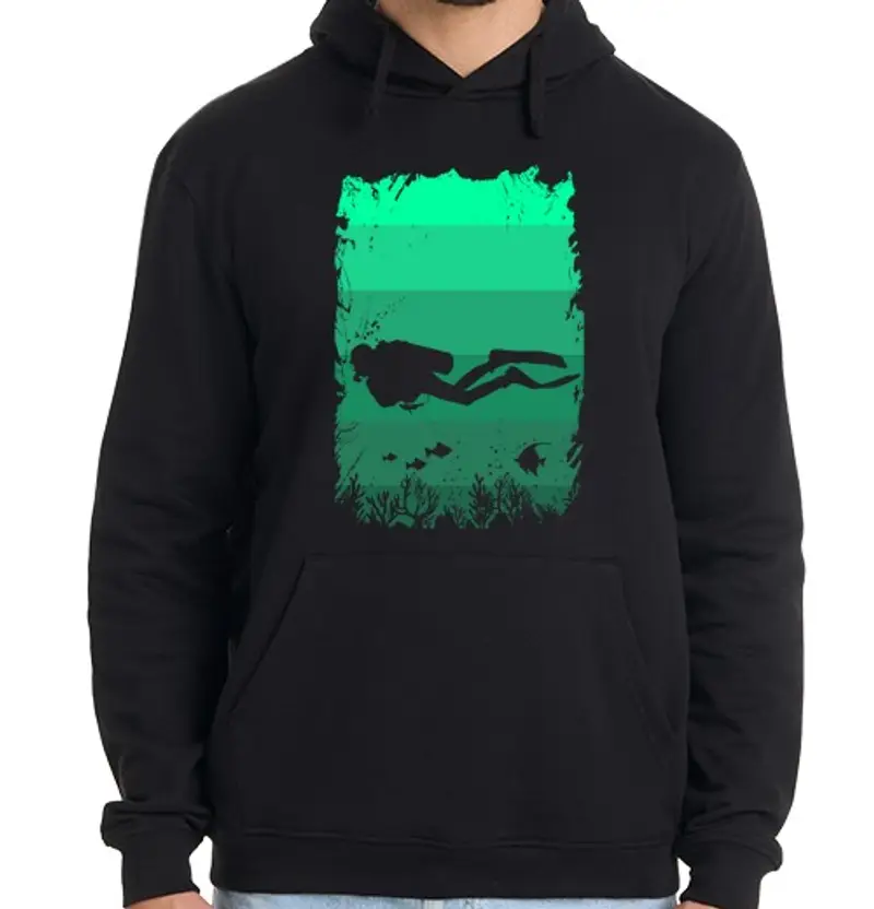 Felpa uomo con cappuccio immersione abbigliamento subacqueo vint