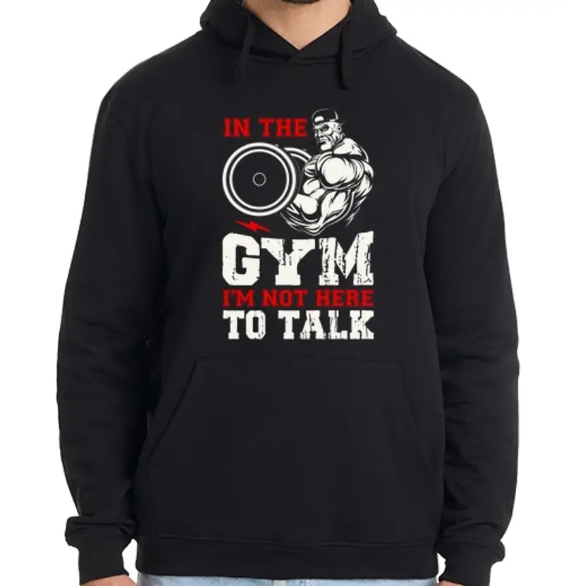 Felpa uomo con cappuccio in palestra non sono qui per parlare