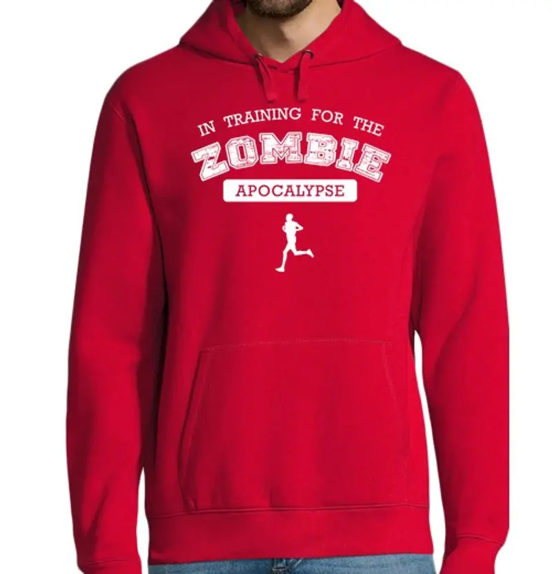 Felpa uomo con cappuccio in training for l'apocalisse zombie