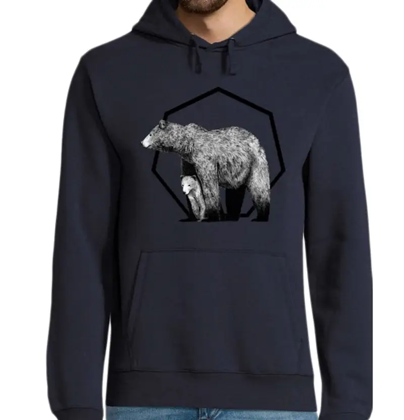 Felpa uomo con cappuccio intrama felpa cucciolo di orso