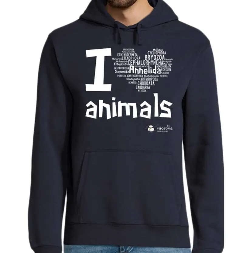 Felpa uomo con cappuccio io ? animali (sfondi scuri)