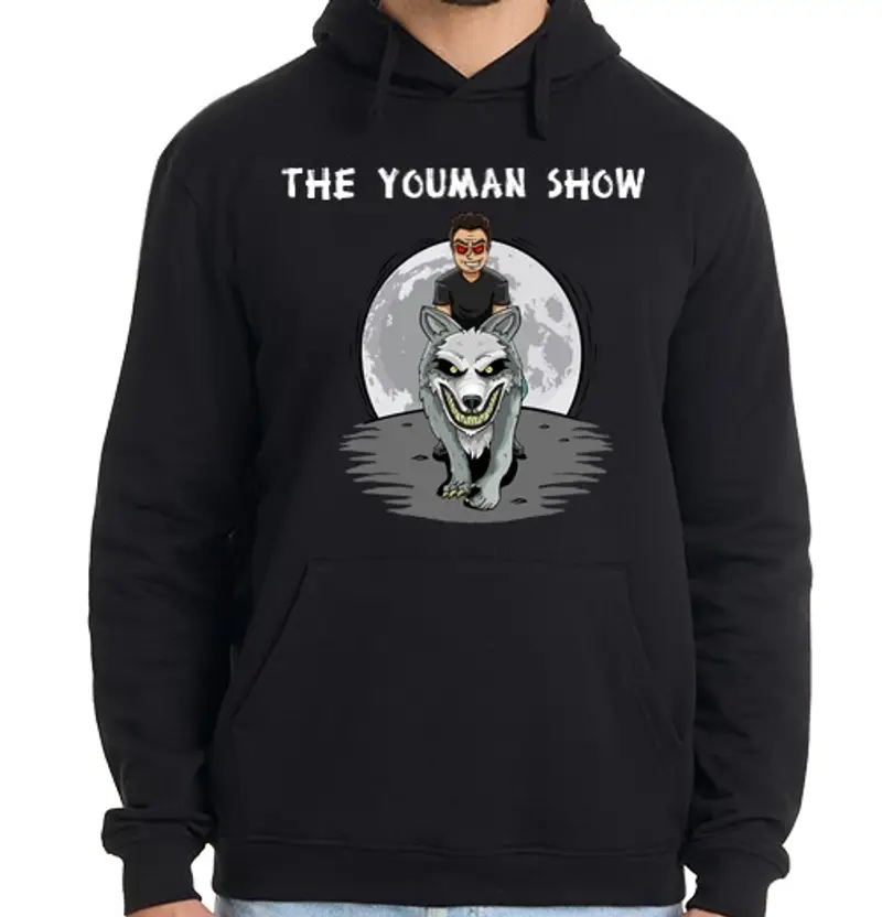 Felpa uomo con cappuccio jersey di youman accompagnato da smile.dog